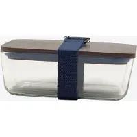 Cookut lunchbox uit glas met bamboe deksel en riem donker blauw