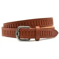 Timbelt Leren Gleufjes Riem 3 cm Cognac