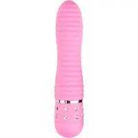 Huismerk Mini Vibrator Geribbeld Met Diamantjes - Roze