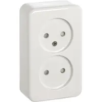 Gamma dubbel stopcontact | serie Andes | opbouw| zonder randaarde | kinderbeveiliging | wit
