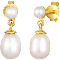 Elli PREMIUM Oorbellen goud / parelwit