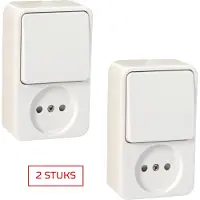 Gamma combinatieschakelaar | serie Andes | opbouw |zonder randaarde | kinderbeveiliging | wit | 2 STUKS