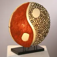 WORU Tafellamp Ying Yang, geel / oranje, Woon-/ Eetkamer, Kunststof, Design, tafellamp