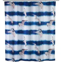 Wenko douchegordijn Zeemeeuw 180 x 200 cm polyester blauw/wit