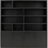 Goossens Buffetkast Barcelona, 4 deuren 9 open vakken, zwart eiken, 208 x 212 x 45 cm, stijlvol landelijk