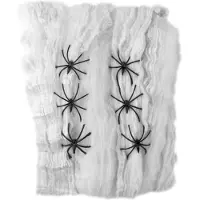 Smiffy Decoratie spinnenweb met 6 spinnen