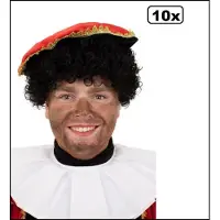 Partyxplosion 10x Pieten pruik luxe zwart - Piet pruik krul luxe zwart Sinterklaas feest