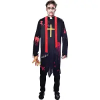 Amscan verkleedpak Zombie priester heren zwart/rood | Maat XXL