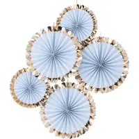Amscan Paper fans lichtblauw goud pastel (5st)