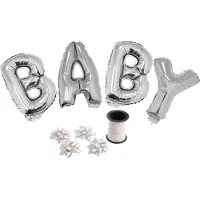 Funny fashion Ballon set 38cm Baby met lint zilver (zilver)
