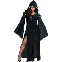 Generik Zwarte lugubre priester outfit voor dames - Volwassenen kostuums
