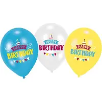 Riethmüller - 6 driekleurige latex Happy Birthday ballonnen - Decoratie > Ballonnen
