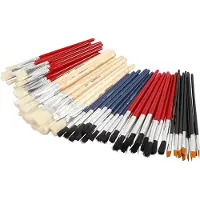 Creativ Company Kwastenset | YellowLine kwasten | Verfkwasten set | Verniskwasten, ronde kwasten en aquarelkwasten | 4+8+10+12+3/4 | 60 stuks