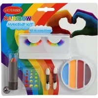 Fasnacht - Regenboog schmink set met neppe wimpers - Schmink > Make-up set