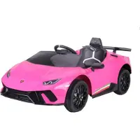Lamborghini Huracán LP640 Performanté 12V Elektrische kinderauto | Accu Auto voor kinderen met Rubberen banden, Leren zitje en Bluetooth (Roze)