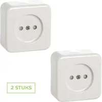 Gamma enkelvoudig stopcontact | serie Andes | opbouw | zonder randaarde | kinderbeveiliging | wit | DUOPACK 2 STUKS