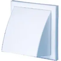 Plieger buitenrooster kunststof met schuine kap en afsluitklep aansl. ø125 mm 187 x 187 mm wit