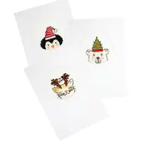 Pako compleet borduurpakket - drie kerstkaarten omzelf te borduren - 200.211 - voorgesorteerd garen - kruissteek - Aida - DIY kit