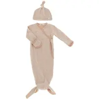 Snoozebaby Cocon Baby Slaapzak & mutsje 0-3 mnd - Knoopslaapzak + krabwantjes - Geknoopte Slaapzak 50/56 cm - Milky Rust - Roze - Snoozebaby