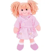 Bigjigs Abigail - Blonde Hair/Pink Flower & Stripe Dress