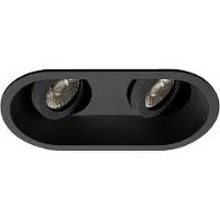 BES LED Spot Armatuur GU10 - Pragmi Zano Pro - GU10 Inbouwspot - Ovaal Dubbel - Zwart - Aluminium - Kantelbaar - 185x93mm