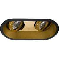 BES LED Spot Armatuur GU10 - Pragmi Zano Pro - GU10 Inbouwspot - Ovaal Dubbel - Zwart/Goud - Aluminium - Kantelbaar - 185x93mm