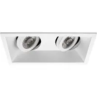 BES LED Spot Armatuur GU10 - Pragmi Zano Pro - GU10 Inbouwspot - Rechthoek Dubbel - Wit - Aluminium - Kantelbaar - 185x93mm