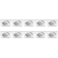 BES LED Spot Armatuur 10 Pack - Pragmi Qiundo Pro - GU10 Inbouwspot - Vierkant - Wit - Aluminium - Kantelbaar - 80mm