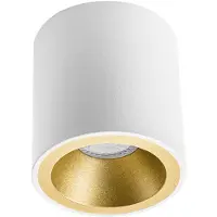 BES LED Opbouwspot GU10 - Pragmi Cliron Pro - Opbouw Rond - Mat Wit/Goud - Aluminium - Verdiept - Ø90mm