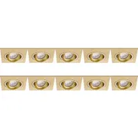 BES LED Spot Armatuur 10 Pack - Pragmi Borny Pro - GU10 Inbouwspot - Vierkant - Goud - Aluminium - Kantelbaar - 92mm