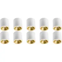BES LED Opbouwspot 10 Pack - Pragmi Cliron Pro - GU10 Fitting - Opbouw Rond - Mat Wit/Goud - Aluminium - Verdiept - Ø90mm