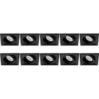 BES LED Spot Armatuur 10 Pack - Pragmi Qiundo Pro - GU10 Inbouwspot - Vierkant - Zwart - Aluminium - Kantelbaar - 80mm