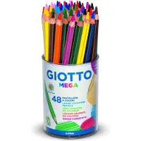 Giotto Mega kleurpotloden, pot met 48 stuks in geassorteerde kleuren