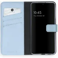 Selencia Echt Leren Bookcase voor de Samsung Galaxy S21 Plus - Air Blue