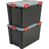 Iris Airtight Opbergbox - 70L - Kunststof - Zwart/Rood - Set van 2