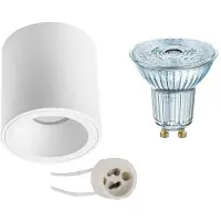 BES LED Opbouwspot Set - LEDVANCE Parathom PAR16 940 36D - Pragmi Cliron Pro - GU10 Fitting - Dimbaar - Opbouw Rond - Mat Wit -