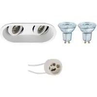 BES LED LED Spot Set - LEDVANCE Parathom PAR16 940 36D - Pragmi Zano Pro - GU10 Fitting - Dimbaar - Inbouw Ovaal Dubbel - Mat