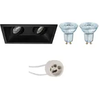 BES LED LED Spot Set - LEDVANCE Parathom PAR16 940 36D - Pragmi Zano Pro - GU10 Fitting - Dimbaar - Inbouw Rechthoek Dubbel -