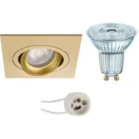 BES LED LED Spot Set - LEDVANCE Parathom PAR16 940 36D - Pragmi Borny Pro - GU10 Fitting - Dimbaar - Inbouw Vierkant - Mat Goud