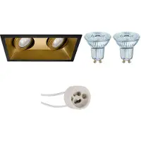 BES LED LED Spot Set - LEDVANCE Parathom PAR16 940 36D - Pragmi Zano Pro - GU10 Fitting - Dimbaar - Inbouw Rechthoek Dubbel -