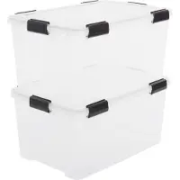 Iris Airtight Opbergbox - 50L - Kunststof - Transparant/Zwart - Set van 2