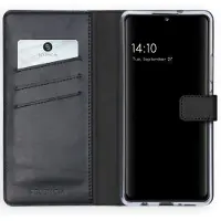 Selencia Echt Leren Bookcase voor de Samsung Galaxy A42 - Zwart