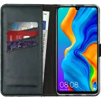 Selencia Echt Leren Bookcase voor de Huawei P30 Lite - Groen