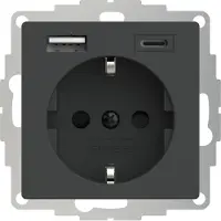 USB Schuko stopcontact met 2 -poorten, InCharge PRO 55, antracietkleurig