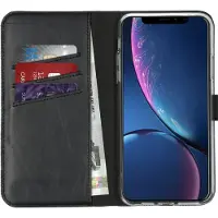 Selencia Echt Leren Bookcase voor de Apple iPhone 11 Pro Max - Zwart