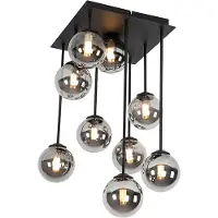 QAZQA Moderne plafondlamp zwart 9-lichts met smoke glas - Athens