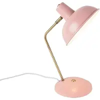 QAZQA Retro tafellamp roze met brons - Milou