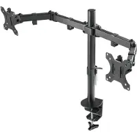 Deltaco Dubbele monitor bureau-arm (Tabel, 32"), Monitorsteun, Zwart