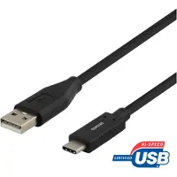 Deltaco USB-C till USB-A kabel 2m 3A USB 2.0 svart