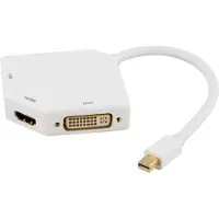 Deltaco DP-MULTI2 Videokabel-Adapter 0,15 m Mini DisplayPort DVI-D + VGA (D-Sub) + HDMI Weiß